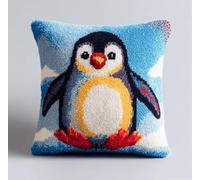 Kitquiver Latch Hook Kits for Adults Beginners-Penguin Pre-Printed Mesh Latch Hook Rug Kits Craft Cushion Set for Home Sofa Decoration 17X17 in. DIY Gift for Mom