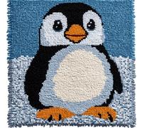 Kitquiver Latch Hook Kits for Adults Beginners-Penguin Pre-Printed Mesh Latch Hook Rug Kits Craft Cushion Set for Home Sofa Decoration 17X17 in. DIY Gift for Mom