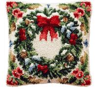 Kitquiver Latch Hook Kits for Adults Christmas Wreaths Rug Cover Pillowcase Beginner