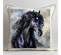 Kitquiver Latch Hook Kits for Adults Cushion Horse Latch Hook Craft Kit 17X17Inch Handmade Crochet Craft Kits Cushion Cover Needlework for Home Decoration Patterns Printed DIY Making Kit