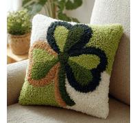 Kitquiver Latch Hook Kits for Adults Four-Leaf Clover Rug Cover Pillowcase Kids Beginner DIY Needlework Embroidery Kits Handmade Set Craft Sofa Home Decor 43X43Cm