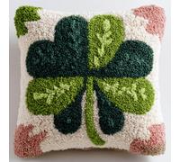 Kitquiver Latch Hook Kits for Adults Four-Leaf Clover Rug Cover Pillowcase Kids Beginner DIY Needlework Embroidery Kits Handmade Set Craft Sofa Home Decor 43X43Cm