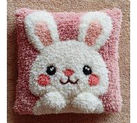 Kitquiver Latch Hook Kits for Adults Little White Rabbit Rug Cover Pillowcase Beginner DIY Needlework Embroidery Kits Handmade Set Craft Sofa Home Decor 43X43Cm