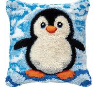 Kitquiver Latch Hook Kits for Adults Penguin Rug Cover Pillowcase Beginner DIY Needlework Embroidery Kits Handmade Set Craft Sofa Home Decor 43X43Cm