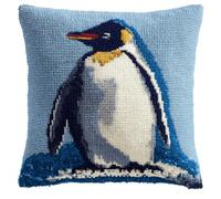 Kitquiver Latch Hook Kits for Adults Penguin Rug Cover Pillowcase Beginner DIY Needlework Embroidery Kits Handmade Set Craft Sofa Home Decor 43X43Cm
