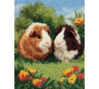 Kitquiver Latch Hook Kits for Adults Rug Animals Guinea Pigs On The Grass DIY with Printed Canvas Crochet Yarn Handmade Embroidery Crafts Crochet for Home Decoration