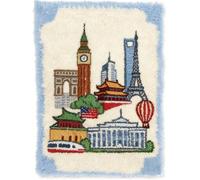 Kitquiver Latch Hook Kits for Adults Rug Architectural Patterns 15X20In/52X38Cm DIY Crochet Yarn Embroidery Handmade Needlework with Printed Canvas for Home Decoration