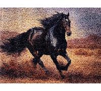 Kitquiver Latch Hook Kits for Adults Rug Black Horse Crafts Crochet Yarn with Pre-Printed DIY Handmade Embroidery Needlework for Home Decoration