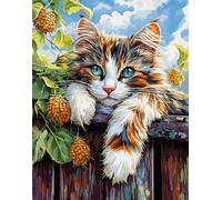 Kitquiver Latch Hook Kits for Adults Rug Cat Lying On A Fence DIY with Printed Canvas Crochet Yarn Handmade Embroidery Crafts Crochet for Home Decoration 21''X29''