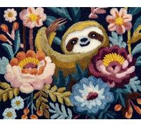 Kitquiver Latch Hook Kits for Adults Rug Sloth and Glory Flowers DIY Crochet Yarn Embroidery Handmade Needlework with Printed Canvas for Home Decoration 23X35In