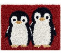 Kitquiver Latch Hook Kits for Adults Rug Two Penguins DIY Crochet Yarn Embroidery Handmade Needlework with Printed Canvas for Home Decoration
