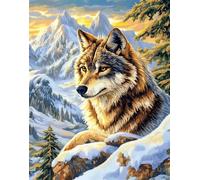 Kitquiver Latch Hook Kits for Adults Rug Wolf Under The Snow-Capped Mountains Crafts Crochet Yarn with Pre-Printed DIY Handmade Embroidery Needlework for Home Decoration 31''X45''