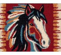 Kitquiver Latch Hook Rug Kits for Adults Beginners Indian Horse DIY Craft Doormat Rug Making Kit Tapestry Cushion Knitting Patterns Printed Mesh Mat Canvas Wool Yarn Fabric Gift Women 21X29In