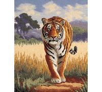 Kitquiver Latch Hook Rug Kits for Adults Beginners,Tiger in The Field 39X55In/100 X140Cm,DIY Craft Doormat Carpet Making Kit Tapestry Gift Home Decorations