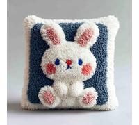 Kitquiver Latch Hook Rug Kits for Adults Little White Rabbit DIY Latch Hook Cushion Cross-Stitch Embroidery Cushion Cover for Home Sofa Decoration 17X17 in.