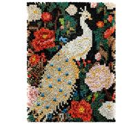 Kitquiver Latch Hook Rug Kits for Adults Peacocks and Flowers 35X46In/90X 120Cm DIY with Printed Canvas Crochet Yarn Handmade Embroidery Crafts Crochet for Home Decoration
