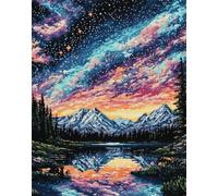 Kitquiver Latch Hook Rug Kits Snow-Capped Mountains Under The Aurora Boreal