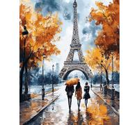 Kitquiver Rug Kits for Adults Latch Hook Pre Printed Lovers Under The Paris Tower DIY Crochet Yarn Embroidery Handmade Needlework with Printed Canvas for Home Decoration