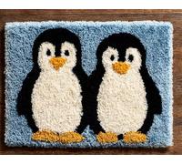 Kitquiver Rug Kits for Adults Latch Hook Pre Printed Two Penguins DIY Crafts Crochet Yarn Handmade Embroidery with Printed Canvas Needlework for Home Decor