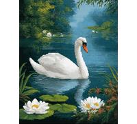 Kitquiver Rug Kits for Adults Latch Hook Pre Printed White Swan On The Lake 35X46In/90X 120Cm DIY Crochet Yarn Embroidery Handmade Needlework with Printed Canvas for Home Decoration