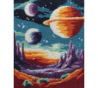 Kitquiver Rug Kits for Adults Latch Hook Printed Space Planet 15X20In/52X38Cm DIY Crafts Crochet Yarn Handmade Embroidery with Printed Canvas Needlework for Home Decor