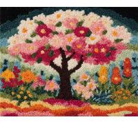 Kitquiver Rug Kits for Adults Latch Hook Printed Tree and Glory Flowers DIY Crafts Crochet Yarn Handmade Embroidery with Printed Canvas Needlework for Home Decor 35X46In