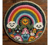 Kitquiver Rug Making Kits Cartoon Rainbow Latch Hook Kit for Beginners，Tapestry Carpet Latchs Set for Adults Self Knotting Set DIY Craft Kits 100x100cm