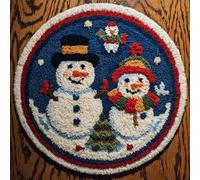 Kitquiver Rug Making Kits Cartoon Snowman Latch Hook Kit for Beginners，Tapestry Carpet Latchs Set for Adults Self Knotting Set DIY Craft Kits 60x60cm