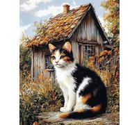 Kitquiver Rug Making Kits for Adults Latch Hook Calico Cat Crafts Crochet Yarn with Pre-Printed DIY Handmade Embroidery Needlework for Home Decoration 23''X35''