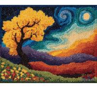 Kitquiver Rug Making Kits for Adults Latch Hook Tree and Glory Flowers Crafts Crochet Yarn with Pre-Printed DIY Handmade Embroidery Needlework for Home Decoration 23X35In