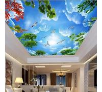 Kitquiver Wall Mural 3D Blue Sky,White Clouds and Flying Birds Wallpaper Mural Living Room Background Self Adhesive Wallcovering Market 250x175cm