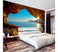 Kitquiver Wall Mural 3D Seaside Landscape Reef Cave Wallpaper Mural Living Room Background Self Adhesive Wallcovering Market 250x175cm