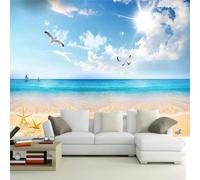 Kitquiver Wallpaper Mural 3D Beach Sunset Coconut Trees Wallpaper Mural Living Room Background Self Adhesive Wallcovering Market 200x140cm