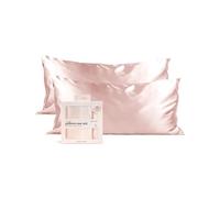 Kitsch 100% Satin Pillowcase with Zipper, Softer Than Silk Pillowcase for Hair & Skin, Cooling Pillow case, Satin Pillow Case Cover (King (2 Pack), Blush)