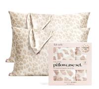 Kitsch 100% Satin Pillowcase with Zipper, Softer Than Silk Pillowcase for Hair & Skin, Cooling Pillow case, Satin Pillow Case Cover (Standard/Queen (2 Pack), Leopard)