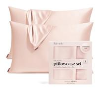Kitsch 100% Satin Pillowcase with Zipper, Softer Than Silk Pillowcase for Hair & Skin, Cooling Pillow case, Satin Pillow Case Cover (Standard/Queen (2 Pack), Blush)