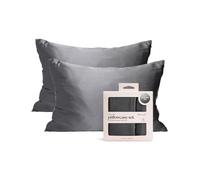 Kitsch 100% Satin Pillowcase with Zipper, Softer Than Silk Pillowcase for Hair & Skin, Cooling Pillow case, Satin Pillow Case Cover (Standard/Queen (2 Pack), Charcoal)
