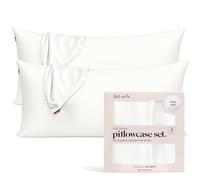 Kitsch 100% Satin Pillowcase with Zipper, Softer Than Silk Pillowcase for Hair & Skin, Cooling Pillow case, Satin Pillow Case Cover (King (2 Pack), Ivory)