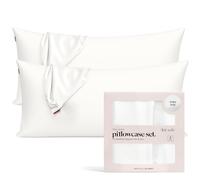 Kitsch 100% Satin Pillowcase with Zipper, Softer Than Silk Pillowcase for Hair & Skin, Cooling Pillow case, Satin Pillow Case Cover (King (2 Pack), Ivory)