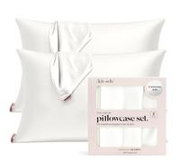 Kitsch 100% Satin Pillowcase with Zipper, Softer Than Silk Pillowcase for Hair & Skin, Cooling Pillow case, Satin Pillow Case Cover (Standard/Queen (2 Pack), Ivory)