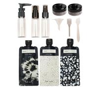 Kitsch 11 PCS Travel Bottles for Toiletries - Travel Essentials Kit for Shampoo, Conditioner, Lotion & More, Leak-Proof Refillable Travel Size Containers - Black & Ivory