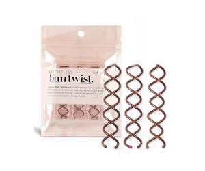 Kitsch 3 PCS Spiral Bobby Pins for Girls and Women - Rounded Tips, Chip-Resistant Bun Twist Spiral Hair Pins | Hair Bun Maker Ideal for Thin & Thick Hair, Secure Hold All-Day - Brown