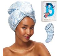 Kitsch Bridgerton Women's Satin Microfiber Towel, Highly Absorbent, Quick Drying, Anti-Frizz, Long and Short Hair, Turban, Wrap, Toile by Blue