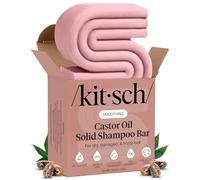 Kitsch Castor Oil Shampoo Bar Soap - Hydrating & Moisturizing Hair Care - Organic Castor Oil Solid Shampoo for Hair Growth & Scalp Nourishment - Silicone & Paraben-Free, Vegan, Made in USA - 3.2oz