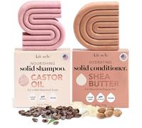 Kitsch Castor Oil Shampoo & Shea Butter Conditioner Bar - Vegan & All Natural Solid Bar | Hydrating & Moisturising Soap, Paraben Free, Made in USA - Pack of 2