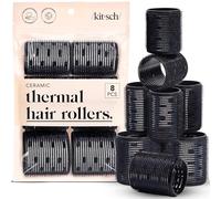 Kitsch Ceramic Thermal Hair Rollers Set 8pcs - Black | Hair Curlers Rollers for Perfect Curls, Hot Rollers Kit for Long Hair, Hair Rollers for Long Hair, Ceramic Coated