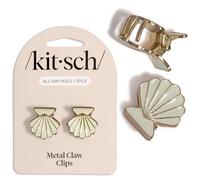 Kitsch Clam Shell Small Hair Clips - Elegant Gold and Pearlized Cream, 2pcs