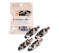 Kitsch Creaseless Hair Clips for Women - No Crease, No Bend Hair Clips for Styling, Bangs, Makeup Application, Face Wash | Recycled Acrylic - Black Terrazzo 4pcs