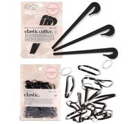 Kitsch Elastic Hair Band Cutter with 100 Pieces Rubber Bands, Remove Elastic Bands Quickly and Effortlessly, 3 Pieces Rubber Band Cutter for Hair, Black