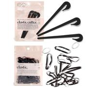 Kitsch Elastic Hair Band Cutter with 100 Pieces Rubber Bands, Remove Elastic Bands Quickly and Effortlessly, 3 Pieces Rubber Band Cutter for Hair, Black
